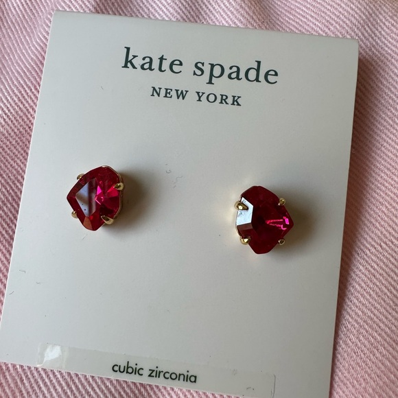 ♠️ kate spade Gold & Fuchsia Crystal Stud Earrings ♠️ - Picture 5 of 5